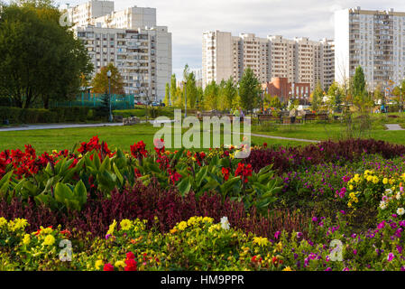 Der Schlafbereich mit Blumen in Moskau, Russland Stockfoto