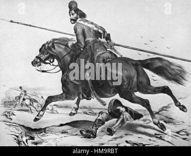 KOSAKEN-Kavallerie über 1814 Stockfoto