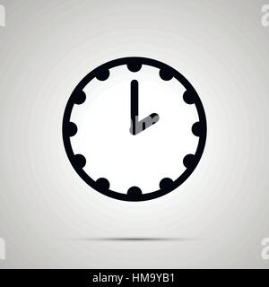 Einfache schwarze moderne Uhrsymbol mit Schatten Stock Vektor