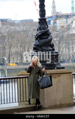 London, UK. 2. Februar 2017. Großbritannien Wetter. Nassen Tag in London am Südufer der Themse. Bildnachweis: JOHNNY ARMSTEAD/Alamy Live-Nachrichten Stockfoto