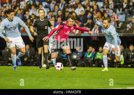 Vigo, Spanien. 2. Februar 2017. Copa Del Rey Halbfinalspiel zwischen Real Club Celta de Vigo und Deportivo Alaves in Balaidos Stadium, Vigo. Bildnachweis: Brais Seara/Alamy Live-Nachrichten Stockfoto