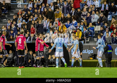 Vigo, Spanien. 2. Februar 2017. Copa Del Rey Halbfinalspiel zwischen Real Club Celta de Vigo und Deportivo Alaves in Balaidos Stadium, Vigo. Bildnachweis: Brais Seara/Alamy Live-Nachrichten Stockfoto