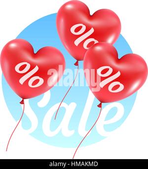 Drei rote Luftballons Verkauf Aktion Stock Vektor