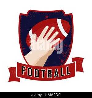 Illustration eines american Football-Spieler einen Ball zu fangen. Grunge-Retro-Stil-logo Stock Vektor