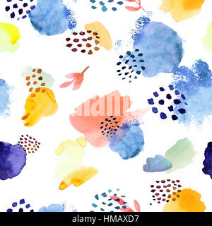Aquarell Musterdesign, Dot-Memphis-Mode-Stil, helle de Stockfoto