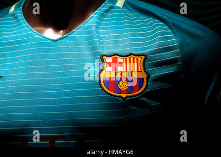 Das Logo der Marke "FC Barcelona", Palma De Mallorca. Stockfoto
