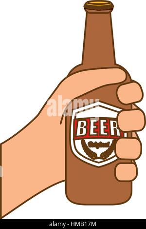 Flaschen Bier in der Hand-Icon-Design, Vektor-illustration Stock Vektor