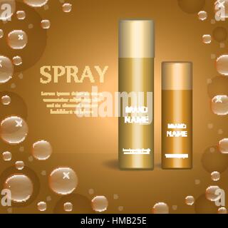Realistische Spray Paketvorlage für Ihr Design. Deodorant Fläschchen Mock-up Produkt. Kosmetik 3d Flakon. Vektor-Illustration. Stock Vektor