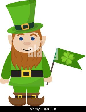 Kobold, flachen Stil Symbol. St. Patricks Day-Symbol. Isoliert auf weißem Hintergrund. Vektor-Illustration. Stock Vektor