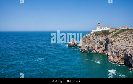 Portugal, Algarve, Leuchtturm von Kap St. Vincent (Cabo de Sao Vicente), der südwestlichste Punkt Europas Stockfoto