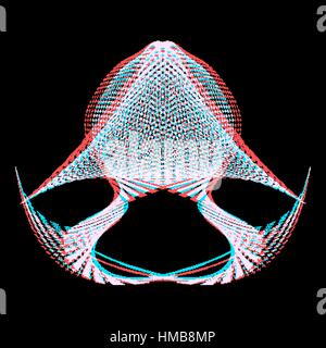 Vektor Panne Anaglif verformte parametrische Form Oberfläche "Wellenlinien" schwarzen Hintergrunddekoration Stock Vektor