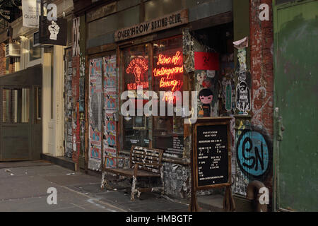 Sturz-Boxclub in 9 Bleecker Street, New York Stockfoto