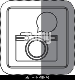Aufkleber Kontur quadratische Form mit Fotokamera mit Dialogfeld Stock Vektor