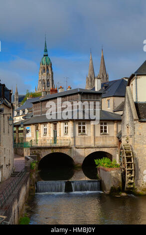 Bayeux (Normandie, Frankreich Nord-West): Ufer des Flusses Aure Stockfoto