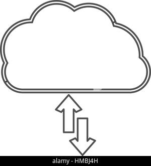 Silhouette-Wolke mit Pfeilen in Gegenrichtung Stock Vektor