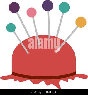 Farbe-Silhouette mit Nadelkissen mit Pins Symbol Vektor-illustration Stock Vektor