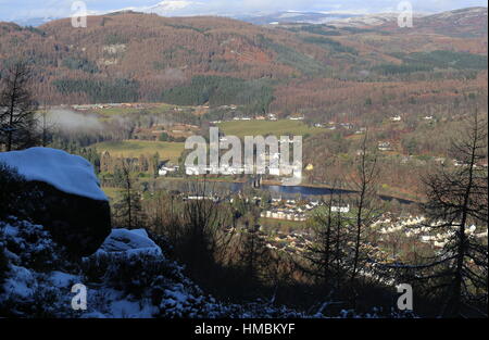 Ansicht von Dunkeld, Birnam und Fluss Tay Perthshire Schottland Januar 2017 Stockfoto
