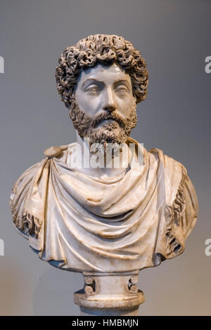 Marmor-Kopf des Roman Emperor Marcus Aurelius (AD 121-180 n. Chr.) c.161-169 AD Stockfoto