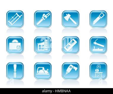 Holzverarbeitenden Industrie und Holzbearbeitung Werkzeuge Symbole Stock Vektor