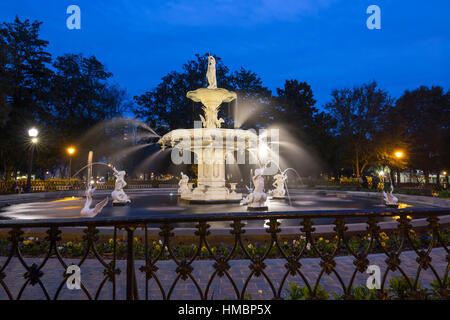 FOUNTAIN FORSYTH PARK HISTORIC DISTRICT SAVANNAH GEORGIA USA Stockfoto