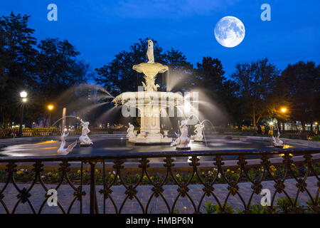 FOUNTAIN FORSYTH PARK HISTORIC DISTRICT SAVANNAH GEORGIA USA Stockfoto