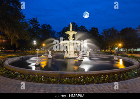 FOUNTAIN FORSYTH PARK HISTORIC DISTRICT SAVANNAH GEORGIA USA Stockfoto