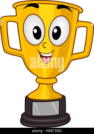 Maskottchen Illustration einer lächelnden goldene Trophäe für einen Sport Championship Cup Stockfoto