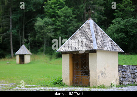 Chapelles de Notre-Dame de la Schlucht. Les Contamines-Montjoie. Frankreich. Stockfoto