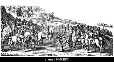 Dreißigjährigen Krieges zwischen 1618 und 1648. Eroberung von Bautzen durch Kurfürst Friedrich von Sachsen-Altenburg, veröffentlicht September 1620, Friedrich von Sachsen-Altenburg, 1599-1625, Foto oder Illustration, 1892, digital verbessert Stockfoto