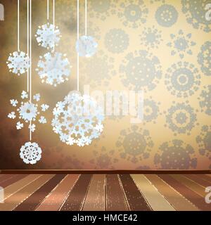 Weiße Schneeflocken in Beige Zimmer. Vektor EPS 10 Stock Vektor
