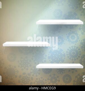 Schneeflocken im blue Room mit einem Regale. Vektor EPS 10 Stock Vektor