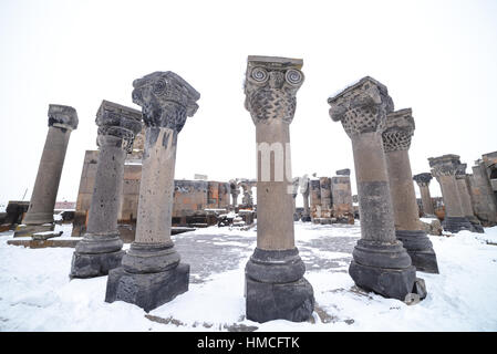 Zvarnotz Tempelruinen rumänische in Umgebung von Yerevan, Armenien. Stockfoto