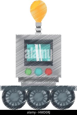 Zeichnung Technologie Roboter Glühbirne Licht-Display Vektor Illustration Eps 10 Stock Vektor