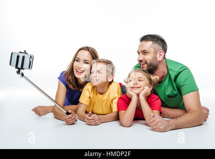 Glückliche Familie selfie Stockfoto