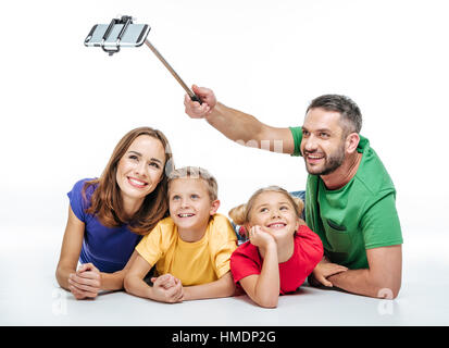 Glückliche Familie selfie Stockfoto
