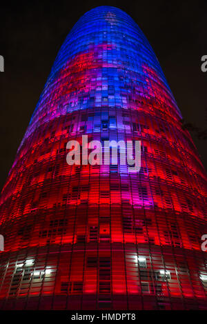 Agbar-Turm, von Jean Nouvel. Herrlichkeiten Bezirk. Barcelona. Spanien. Stockfoto