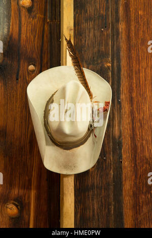 Cowboy-Hut in Landwirtschaft Gebäude, Gilliam County Historical Museum, Condon, Oregon Stockfoto