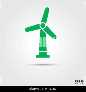 Wind Turbine Vektor Icon grün. Symbol für erneuerbare Energien. Stock Vektor