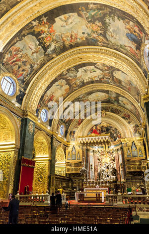 Innenraum der St. Johns Co-Kathedrale, Valletta, Malta Stockfoto