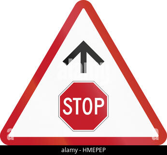 Straßenschild in den Philippinen - Stoppschild voraus. Stockfoto