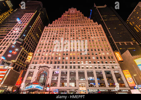 Nachtaufnahmen von Times Square Manhattan Stockfoto