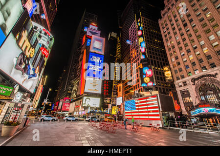 Nachtaufnahmen von Times Square Manhattan Stockfoto