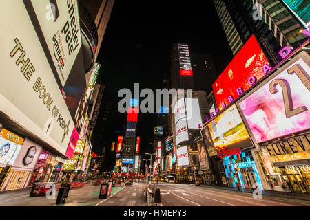 Nachtaufnahmen von Times Square Manhattan Stockfoto