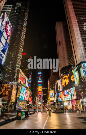Nachtaufnahmen von Times Square Manhattan Stockfoto