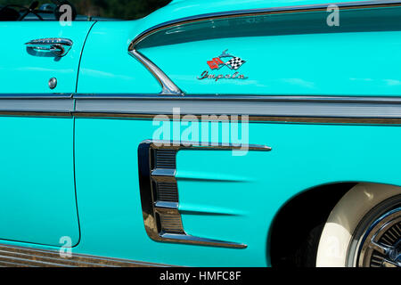 1958 Chevrolet Impala äußere Detail. Chevy. Amerikanische Oldtimer Stockfoto