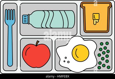 Schulspeisung in Linienart Stock Vektor