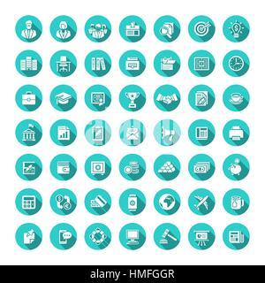 Business-flache Vektor-Web-Icons set. Banken, Wirtschaft und Finanzen Symbole. Buchhaltung, arbeiten Recht, Geld und Planungsgesellschaft Themen. Corporate Infografik Stock Vektor