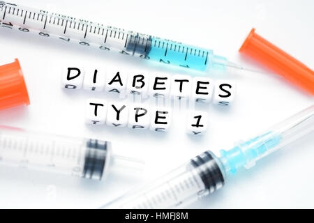 Typ 1 Diabetes Konzept durch Insulin Spritze vorgeschlagen Stockfoto