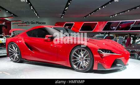 DETROIT, Michigan/USA - Januar 14: The Toyota FT-1 Konzeptfahrzeug auf der North American International Auto Show (NAIS) am 14. Januar 2014, in Detroit, Michig Stockfoto