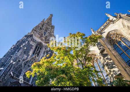 Österreich, Wien, St.-Stephans Dom, Blick auf 136 Meter Südturm der Kathedrale Stockfoto